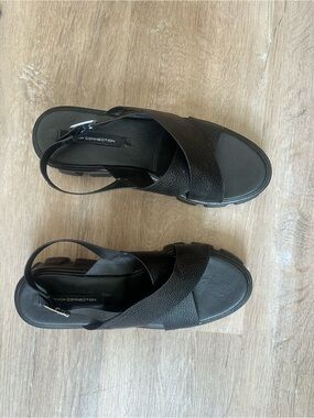 French Connection Black Cross-Strap Slingback Sandals